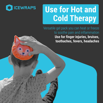 ICEWRAPS 4” Round Reusable Bead Gel Packs with Soft Cloth Cover - Hot Cold Boo Boo Pack for Kids Injuries - First Aid and Pain Relief - 4 Pack