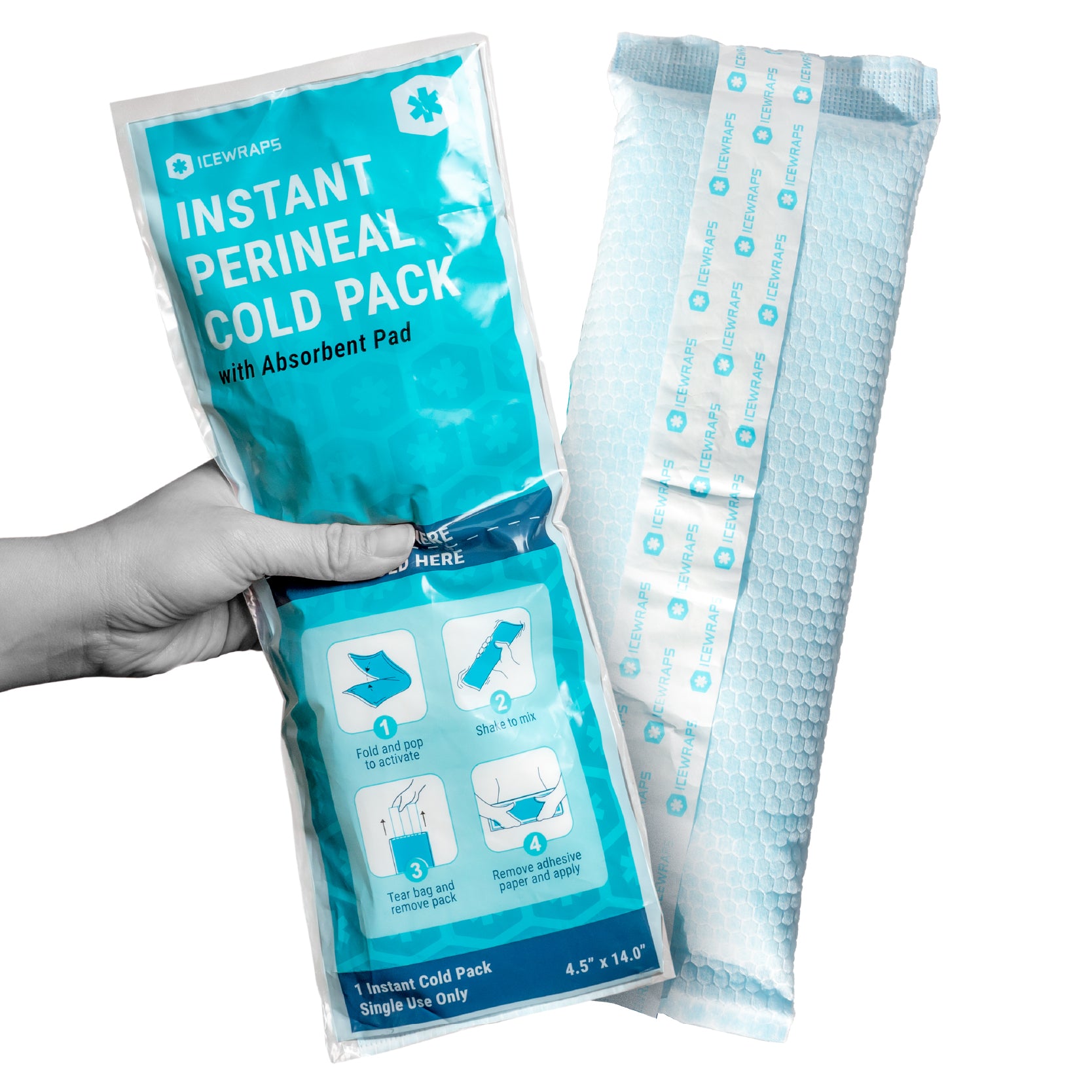 ICEWRAPS Instant Perineal Cold Pack - 2 in 1 Absorbent Maxi Pad and Instant  Cold Pack - 12 Count Single Use Postpartum Ice Cold Compress for After