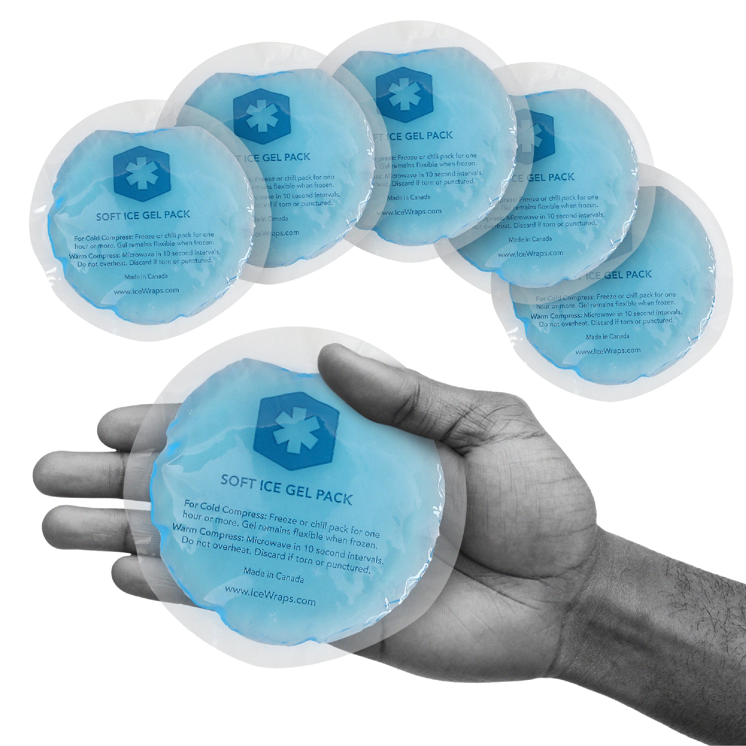 ICEWRAPS Small Round Gel Ice Packs for Injuries - Reusable with