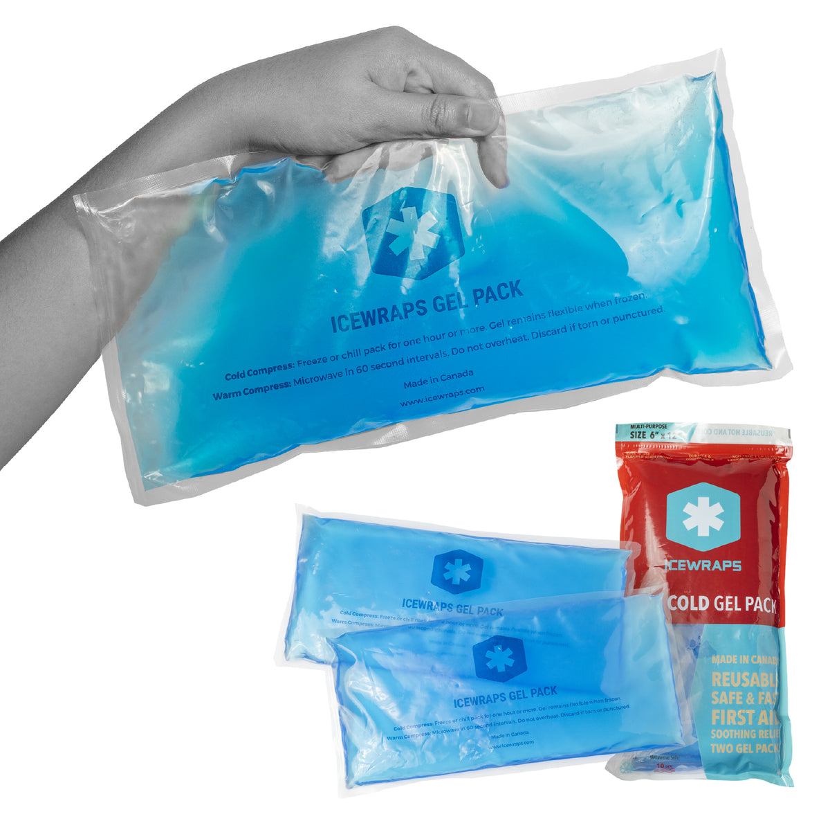ICEWRAPS 6”x12” Reusable Gel Ice Packs - Hot Cold Compress for Injurie ...