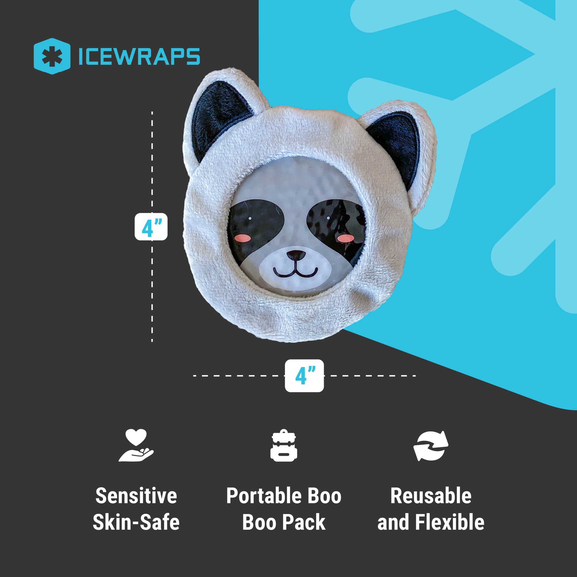 ICEWRAPS 4” Round Reusable Bead Gel Packs with Soft Cloth Cover - Hot Cold Boo Boo Pack for Kids Injuries - First Aid and Pain Relief - 4 Pack