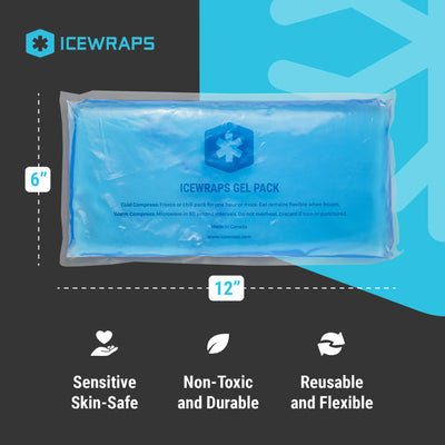 ICEWRAPS 6”x12” Reusable Gel Ice Packs - Hot Cold Compress for Injuries, Chronic Pain, Arm and Shoulder Pain Relief - 2 Pack