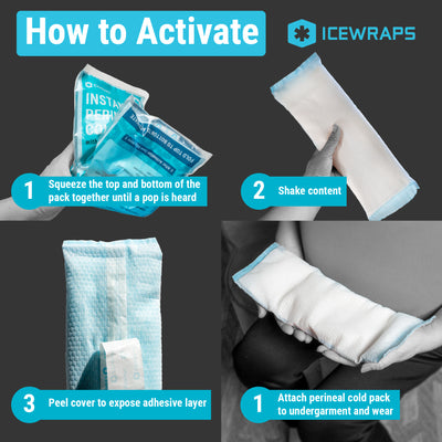 ICEWRAPS Instant Perineal Cold Pack - 2 in 1 Absorbent Maxi Pad and Instant Cold Pack - 12 Count Single Use Postpartum Ice Cold Compress for After Birth