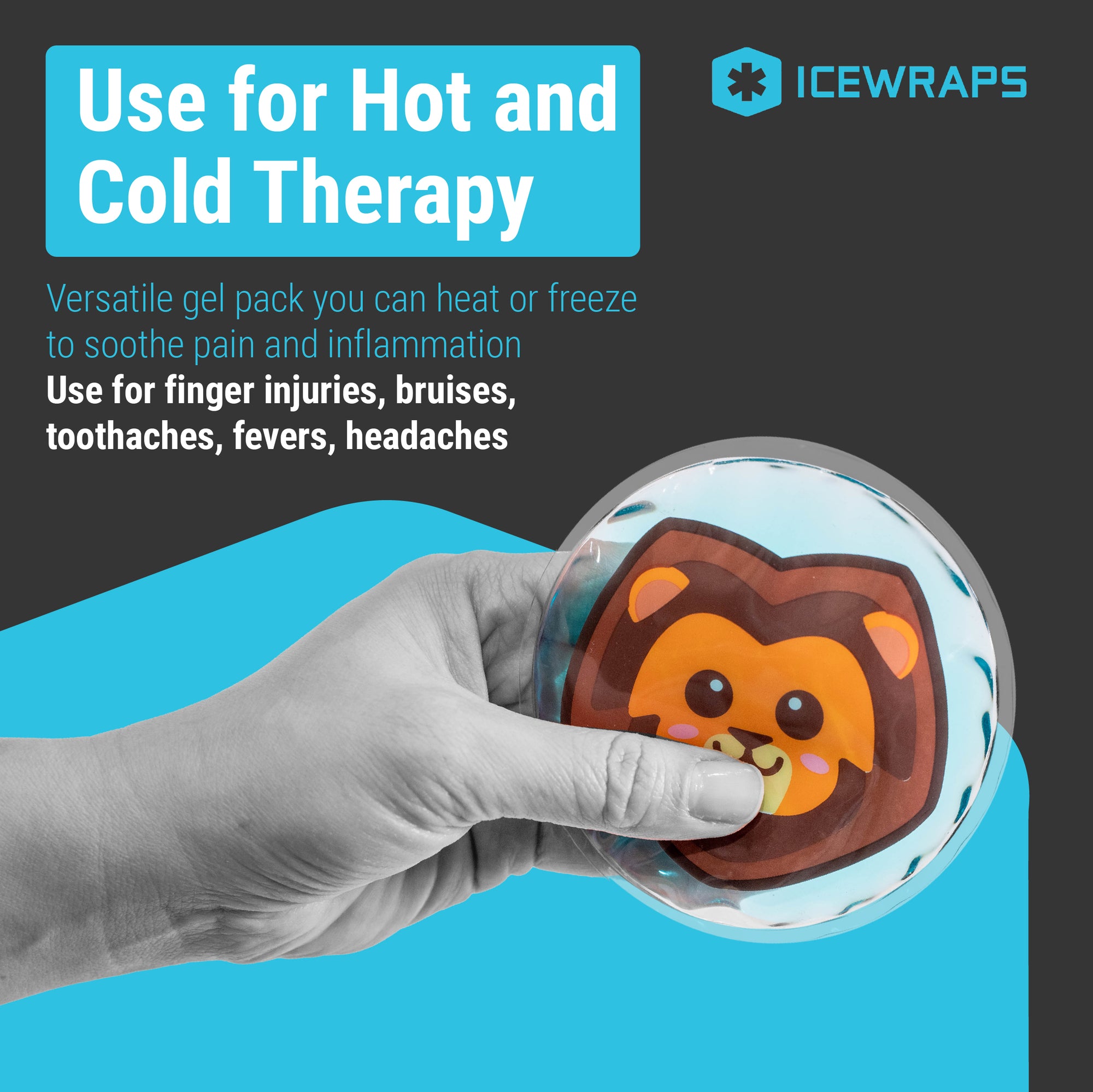 ICEWRAPS 4” Round Reusable Gel Packs - Hot Cold Boo Boo Pack for Kids Injuries - First Aid and Pain Relief - 4 Pack