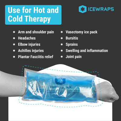 ICEWRAPS 6”x12” Reusable Gel Ice Packs - Hot Cold Compress for Injuries, Chronic Pain, Arm and Shoulder Pain Relief - 2 Pack