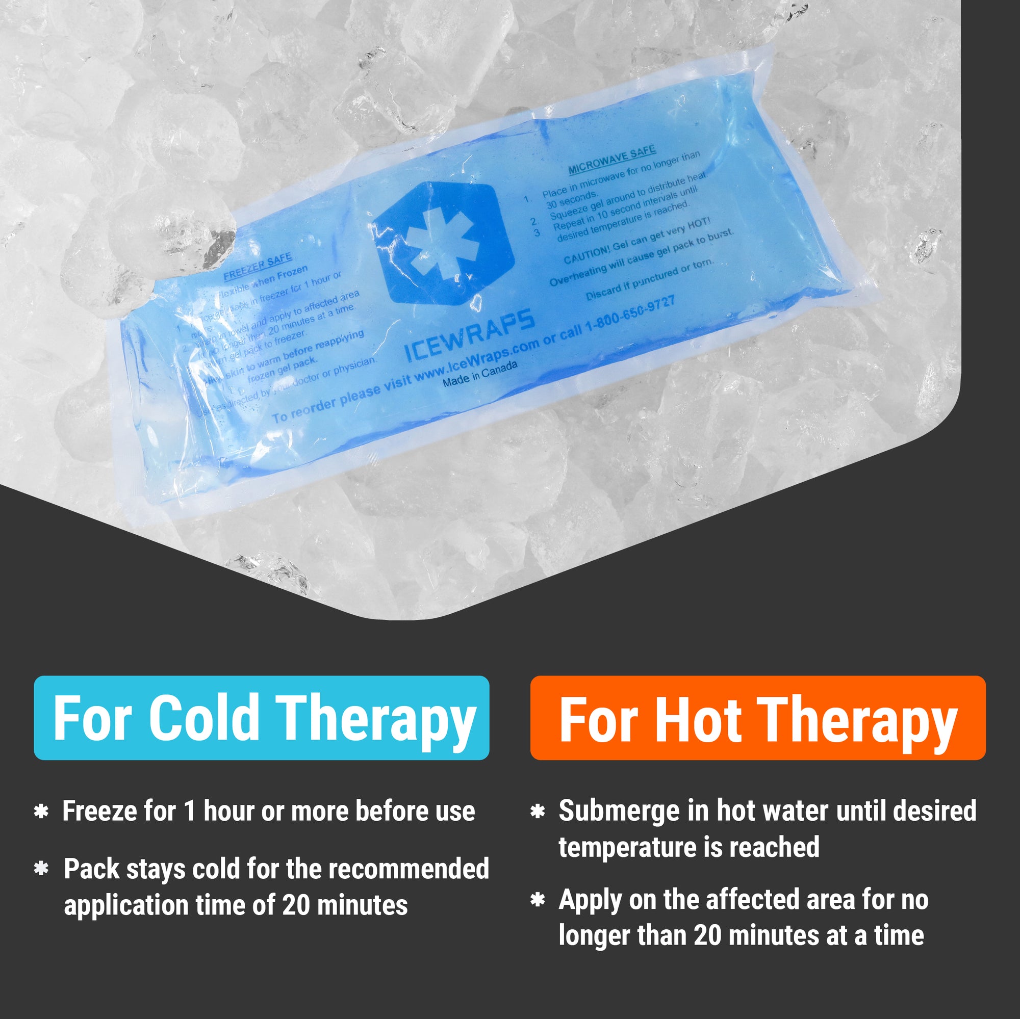 IceWraps 4x10 Reusable Multipurpose Hot/Cold Gel Pack, 2 Pack