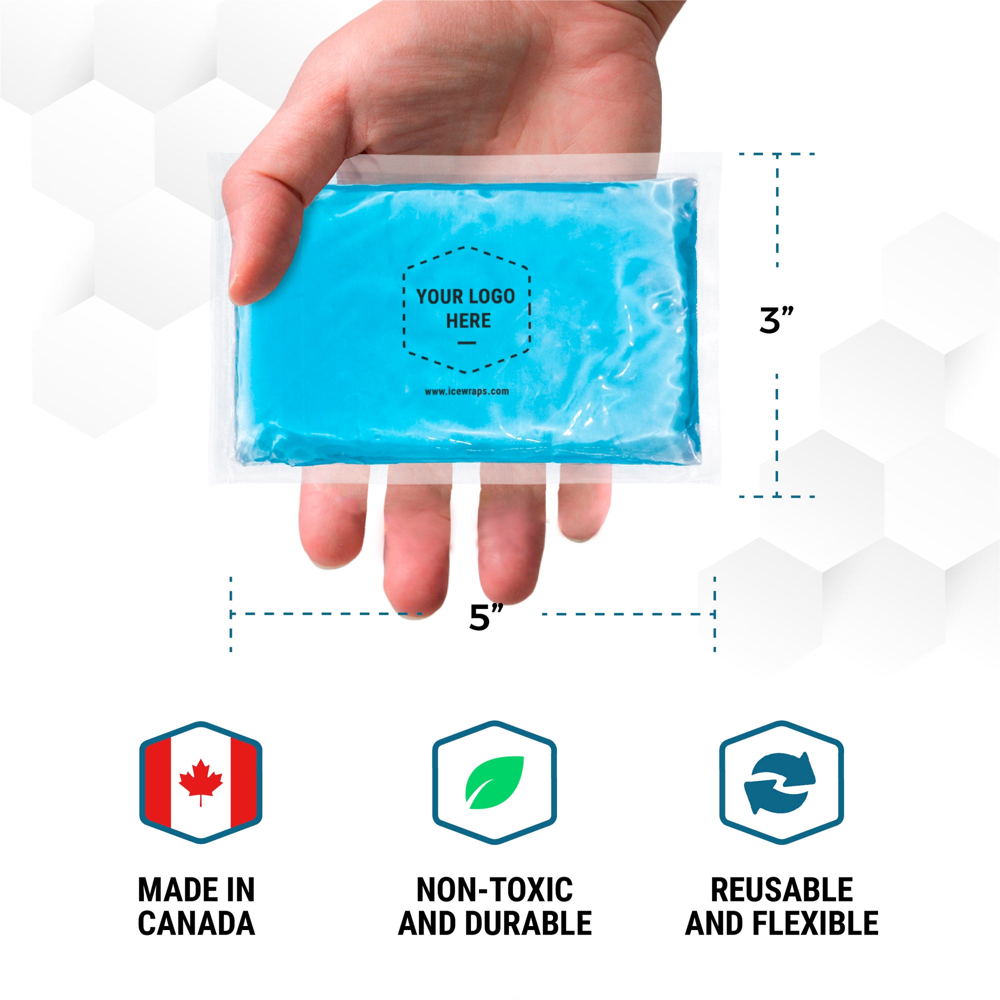 Custom Ice Pack - 3x5 Reusable Gel Pack | Personalized Ice Packs for Dental & Aesthetic Clinics