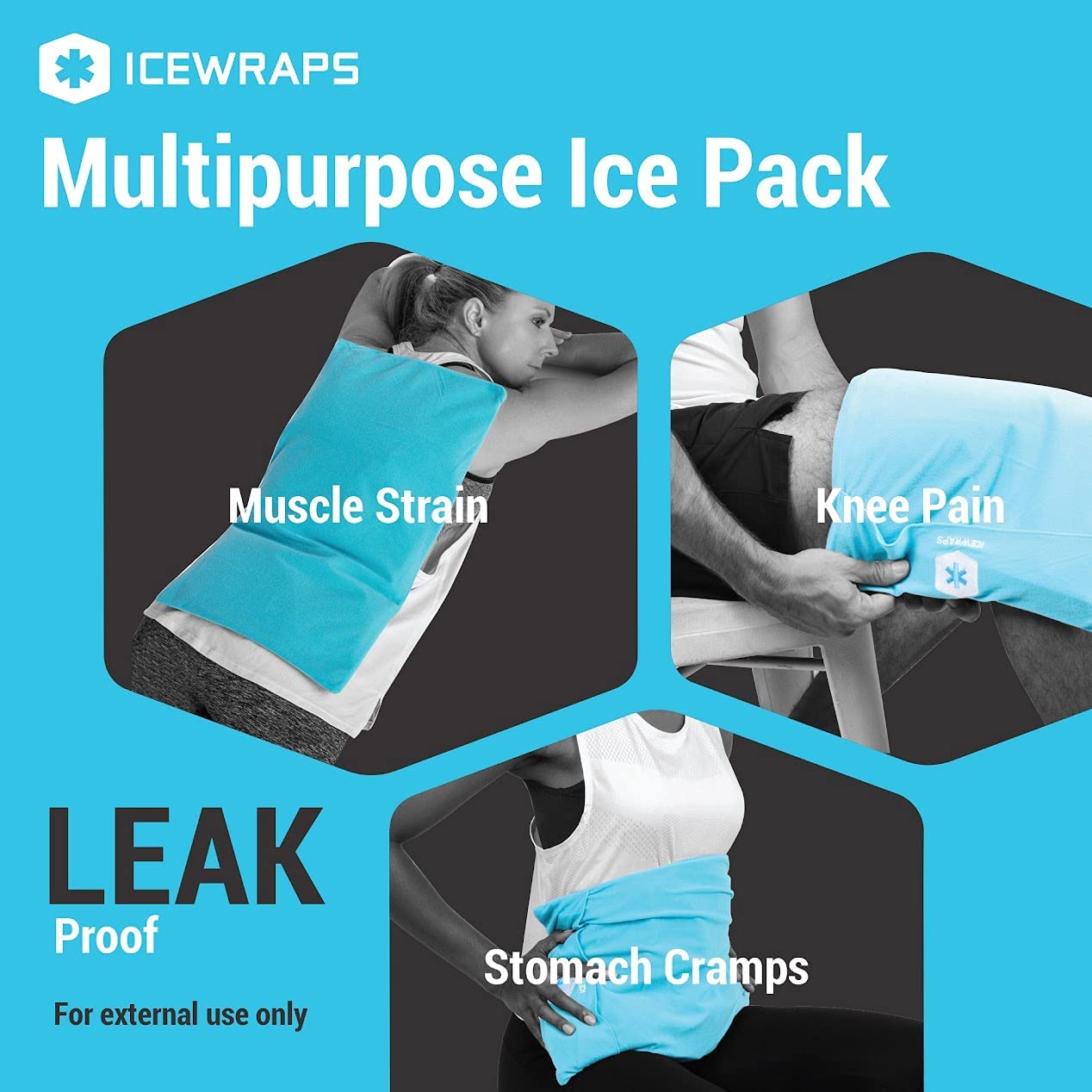 IceWraps 12x21 Oversize Cold Therapy Clay Pack with Cover